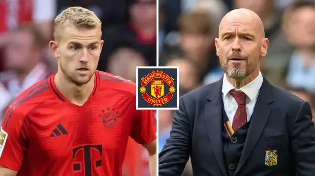 Bayern Munich defender Matthijs De Ligt and Manchester United boss Erik ten Hag