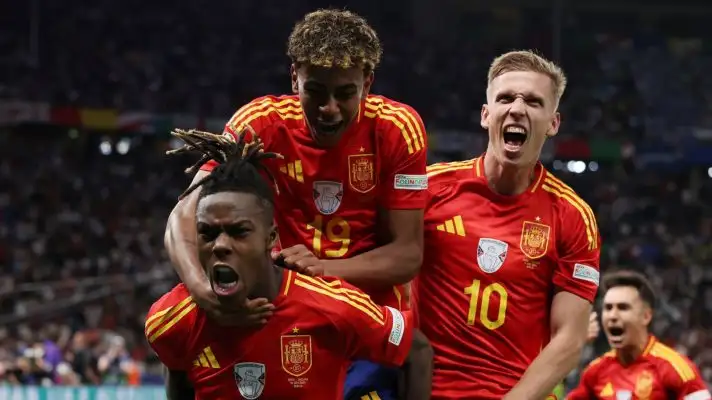 Spain attackers Nico Williams, Lamine Yamal and Dani Olmo